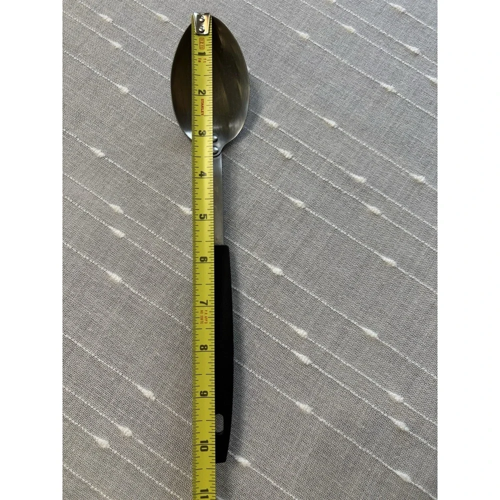 Vintage Stainless Steel Serving Spoon Black Handle Made In USA 10.5